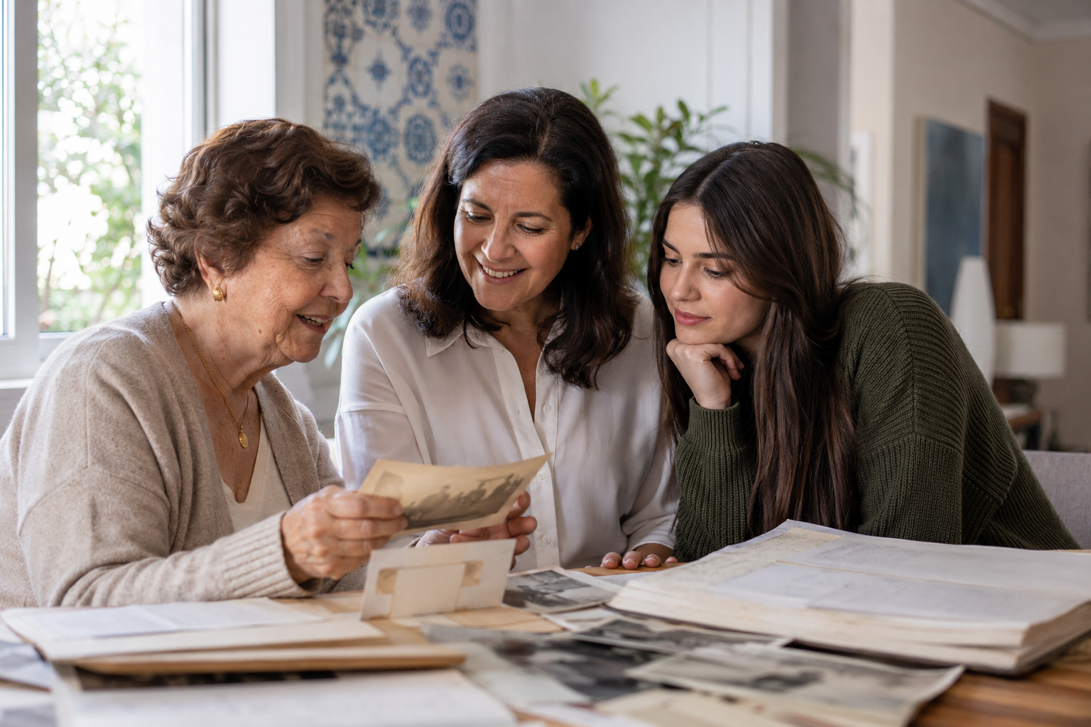 Família analisando documentos para Nacionalidade Portuguesa